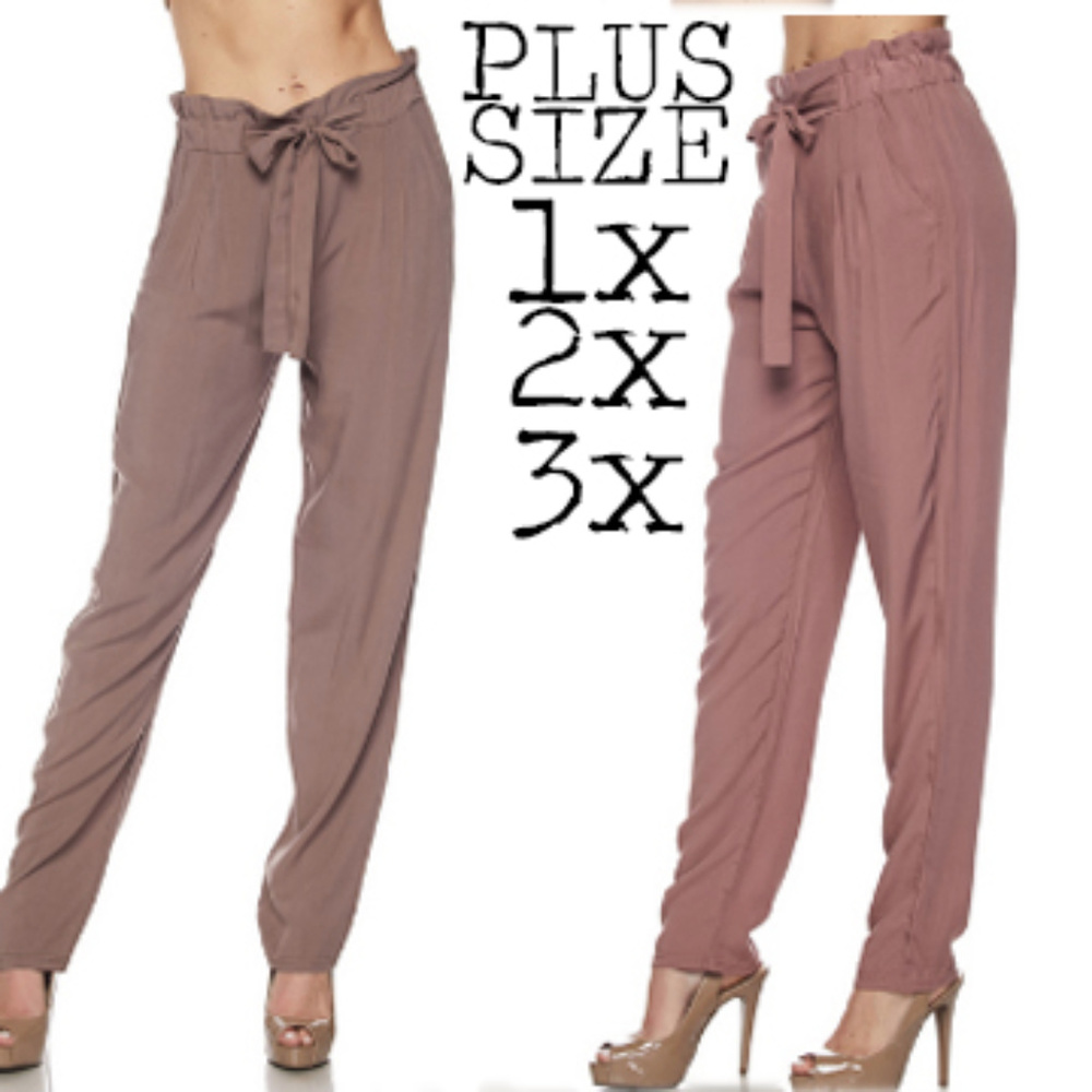 LAST Plus Size High Wasted Mauve Pants, High Waist
